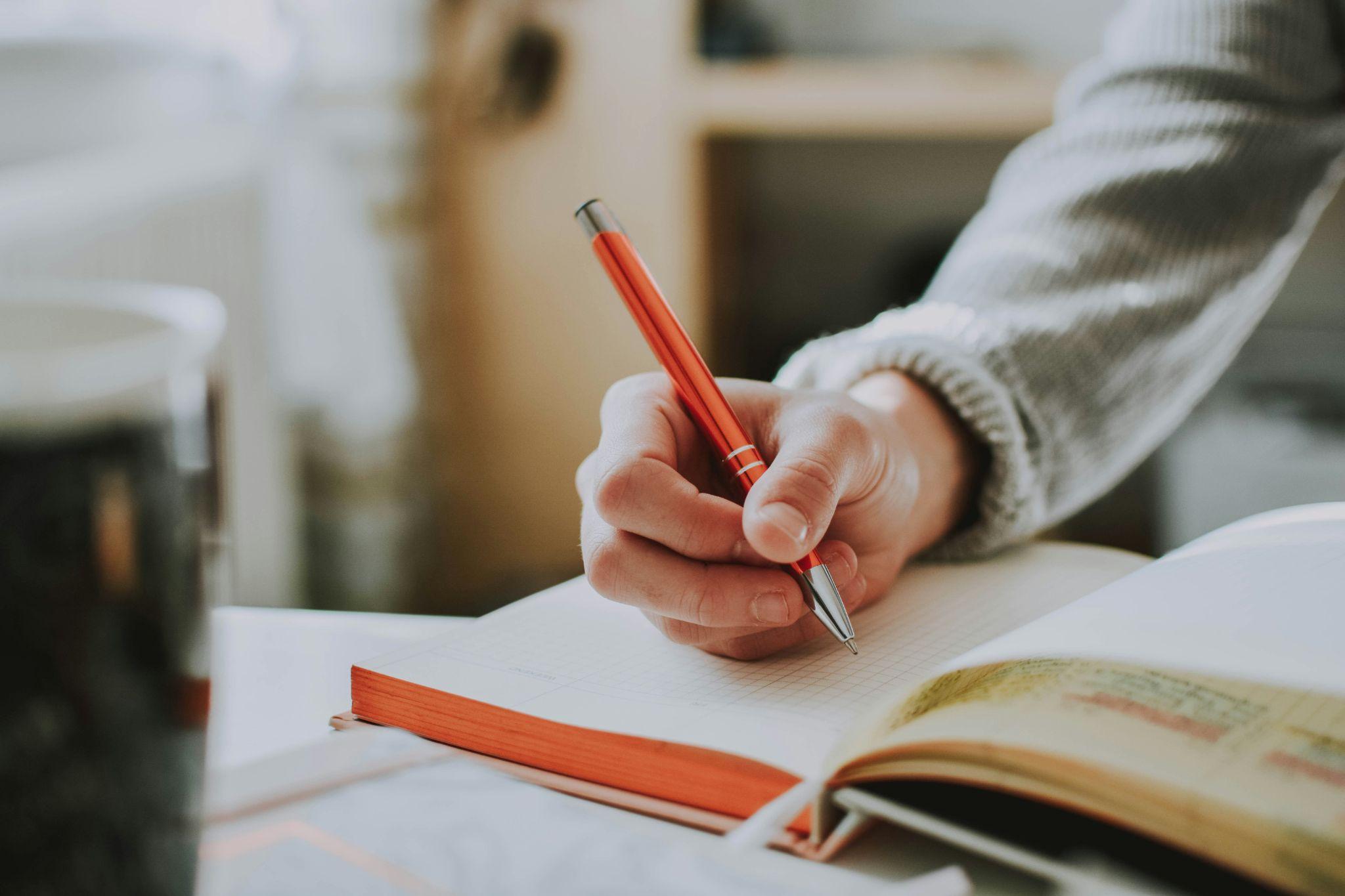 Writing reflective thoughts in a journal
